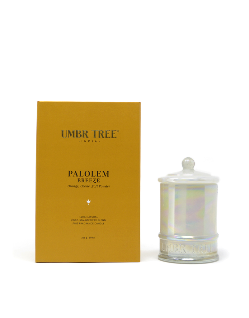 Umbr Tree fine home fragrance candle. Soul of India Collection. Palolem Breeze. Orange, Ozone, Soft Powder, Tropical fruits, Sun, sunny, beach, Goa, Goan, Beach life. Home perfume. Soy wax, Coconut wax, palm wax, bees wax. All natural wax fragrance candles. Scented candles. Bangalore India candles. gift set candles. Fragrance gift set candles. Home perfume candles. Gift set candles. Candle shop. Fine Home Fragrance Shop. Natural air purifier. no additives no dyes no paraffin no petroleum no chemicals no phthalates no parabens no sulfates cruelty free vegan organic ingredients